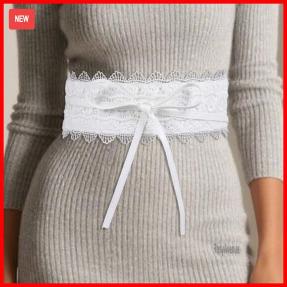 Adjustable Lace Obi Waist Belt, Free Size, Faux Leather Wrap Corset main image 5